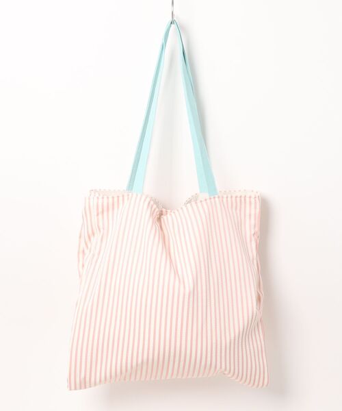 Mignonjour(ミニョンジュール)の「Mignonjour/配色ストライプトートバッグ M2755(トートバッグ・レディース・ピンク/グレー/ブルー・FREE)」の4枚目の写真