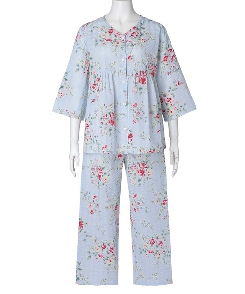 週末限定！KID BLUEルームウェア セットアップ パジャマ 新品 KID BLUE キッドブルー デニムフラワーPtN ルームウェア 長袖
