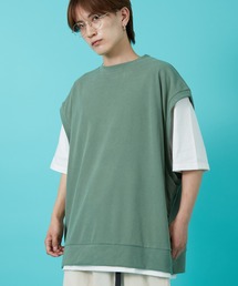 サイドスリット スウェットベスト&Tシャツ アンサンブル