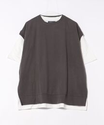サイドスリット スウェットベスト&Tシャツ アンサンブル