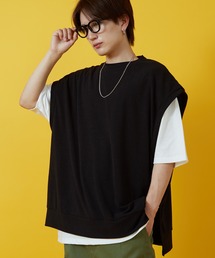 サイドスリット スウェットベスト＆Tシャツ アンサンブル
