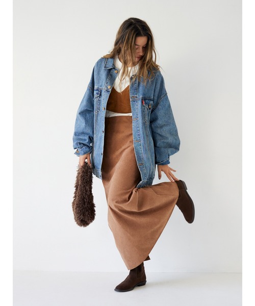 Ungrid(アングリッド)の「ピーチ起毛フィットスカート(スカート・レディース・チャコールグレー/ブラウン・MEDIUM/SMALL)」の4枚目の写真