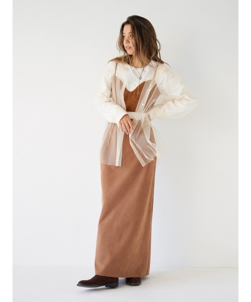 Ungrid(アングリッド)の「ピーチ起毛フィットスカート(スカート・レディース・チャコールグレー/ブラウン・MEDIUM/SMALL)」の3枚目の写真