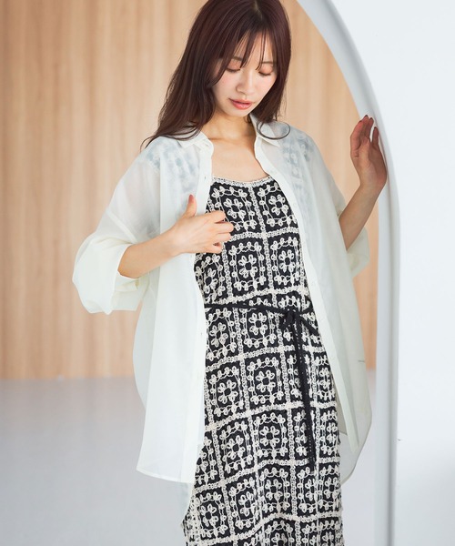 ブラウス シャツ バックデザインシアーシャツ574355 レディース バックデザインシアーシャツ574355（シャツ/ブラウス）｜mysty