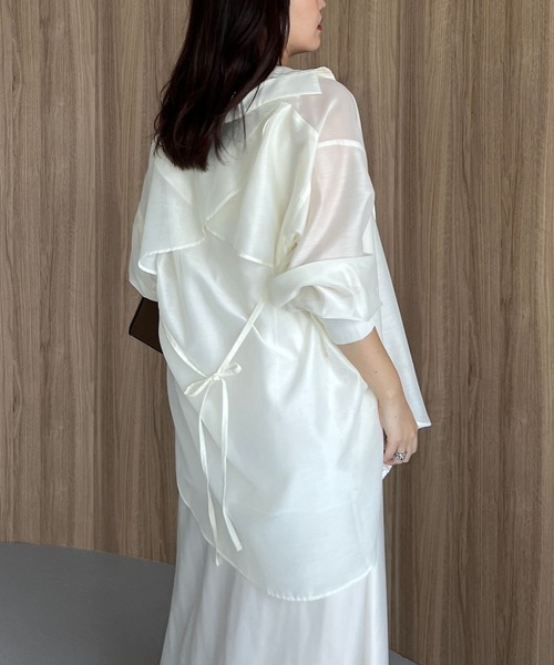 ブラウス シャツ バックデザインシアーシャツ574355 レディース バックデザインシアーシャツ574355（シャツ/ブラウス）｜mysty