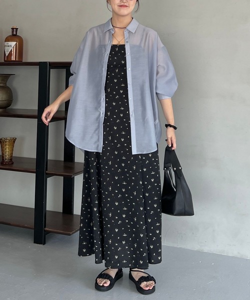ブラウス シャツ バックデザインシアーシャツ574355 レディース バックデザインシアーシャツ574355（シャツ/ブラウス）｜mysty