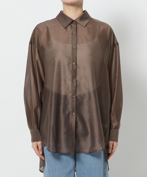 mysty woman(ミスティウーマン)の「バックデザインシアーシャツ574355(シャツ/ブラウス・レディース・ネイビー/ブラウン/アイボリー/グレイッシュブルー・FREE)」の20枚目の写真