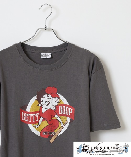 BETTY BOOP(ベティ・ブープ)の「ベティーブープ(TM)天竺半袖Tシャツ(Tシャツ/カットソー・メンズ・レッド/オートミール/ホワイト系/グレー系/チャコール/ブラック系・M/LL/L)」の4枚目の写真