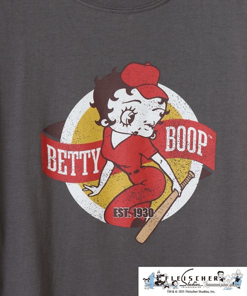 BETTY BOOP(ベティ・ブープ)の「ベティーブープ(TM)天竺半袖Tシャツ(Tシャツ/カットソー・メンズ・レッド/オートミール/ホワイト系/グレー系/チャコール/ブラック系・M/LL/L)」の16枚目の写真