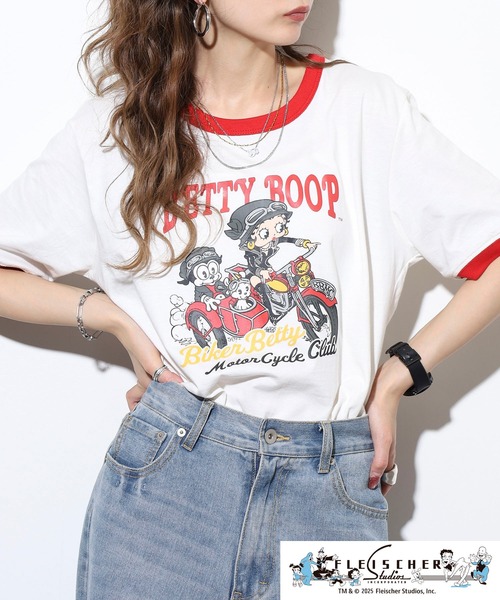 BETTY BOOP(ベティ・ブープ)の「ベティーブープ(TM)天竺半袖Tシャツ(Tシャツ/カットソー・メンズ・レッド/オートミール/ホワイト系/グレー系/チャコール/ブラック系・M/LL/L)」の10枚目の写真