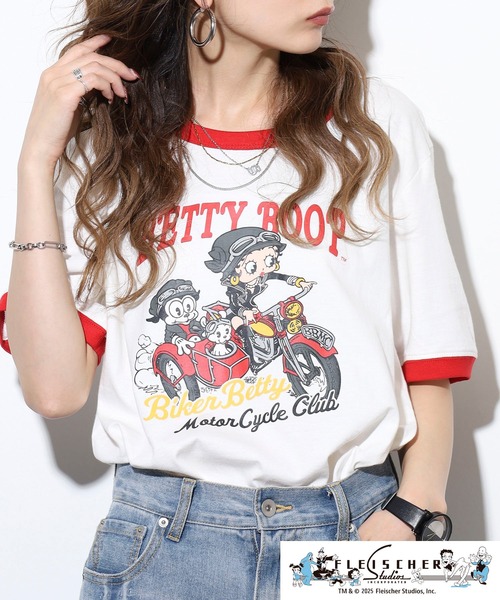 BETTY BOOP(ベティ・ブープ)の「ベティーブープ(TM)天竺半袖Tシャツ(Tシャツ/カットソー・メンズ・レッド/オートミール/ホワイト系/グレー系/チャコール/ブラック系・M/LL/L)」の11枚目の写真