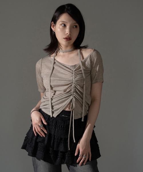 apres jour mignon(アプレジュールミニョン)の「ドロストオフショルトップス【ZOZOTOWN限定アイテム】(Tシャツ/カットソー・レディース・ベージュ/グレー/チャコールグレー/ブラック・X-LARGE/フリー)」の19枚目の写真