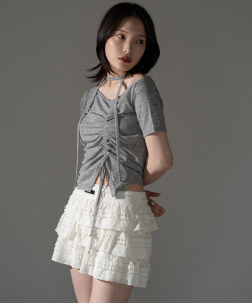 apres jour mignon(アプレジュールミニョン)の「ドロストオフショルトップス【ZOZOTOWN限定アイテム】(Tシャツ/カットソー・レディース・ベージュ/グレー/チャコールグレー/ブラック・X-LARGE/フリー)」の16枚目の写真