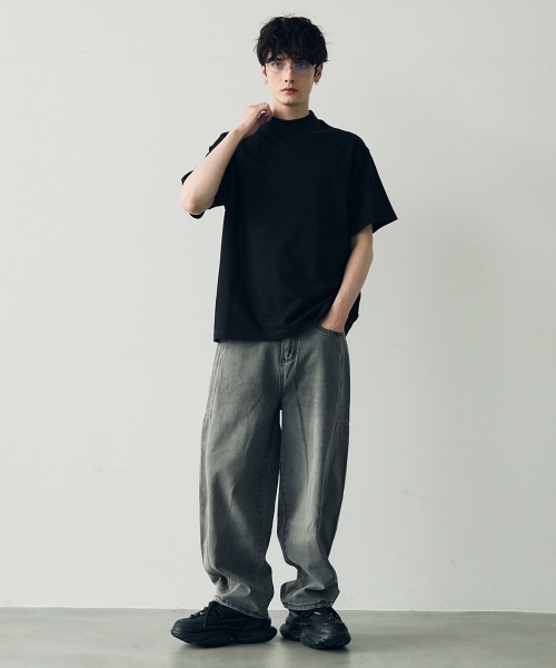 パンツ 40/2 cotton broad balloon pants セール】Wide balloon silhouette denim pants / ワイドバルーン