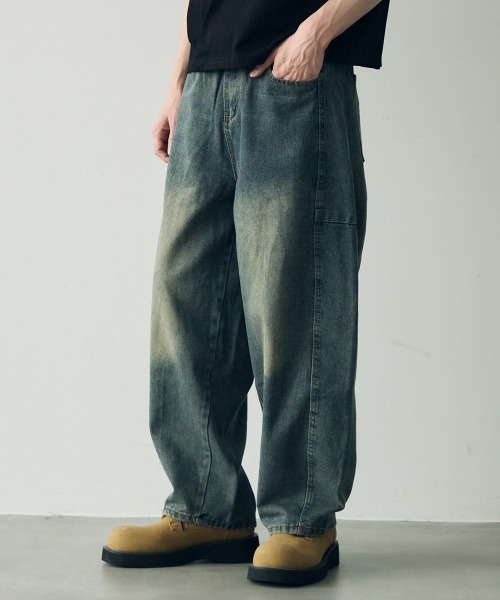 セール】Wide balloon silhouette denim pants / ワイドバルーン