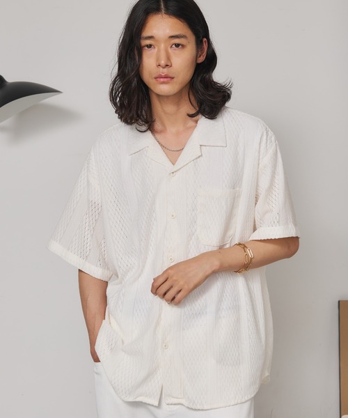 SEN TOKYO(セントーキョー)の「レースジャガードシャツ(シャツ/ブラウス・メンズ・ホワイト/ブラック・L/M)」の1枚目の写真