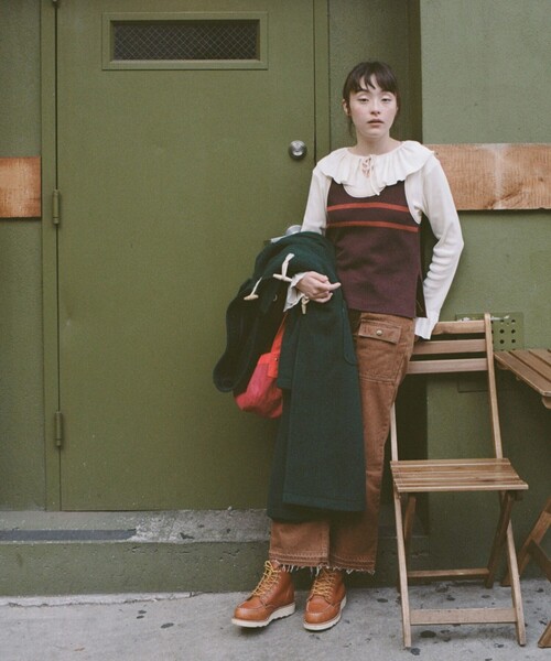 BEAMS BOY(ビームスボーイ)の「【2/5再値下げ】リブ フリル ギャザー ロングスリーブ(Tシャツ/カットソー・レディース・ネイビー/ベージュ/ホワイト系その他7・1/2)」の5枚目の写真