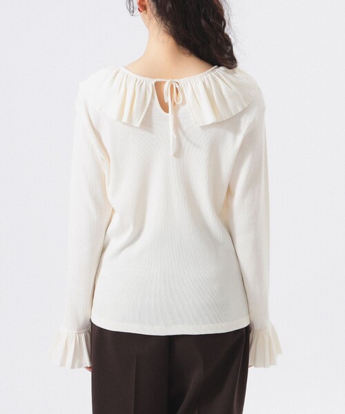 BEAMS BOY(ビームスボーイ)の「【2/5再値下げ】リブ フリル ギャザー ロングスリーブ(Tシャツ/カットソー・レディース・ネイビー/ベージュ/ホワイト系その他7・1/2)」の15枚目の写真