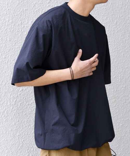 SHIPS any（シップス エニィ）の「SHIPS any:〈撥水/軽量/ストレッチ〉SOLOTEX(R) シアサッカー スピンドル Tシャツ(セットアップ対応)25SS◇（Tシャツ/カットソー・メンズ・ブラック/ブラウン/ネイビー/その他・MEDIUM/SMALL/LARGE）」の3枚目の写真