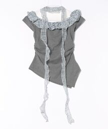 PHILLY | 【2点セット】チェックチョーカーフリルTシャツ(Tシャツ/カットソー)