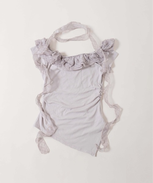 PHILLY（フィリー）の「【2点セット】チェックチョーカーフリルTシャツ（Tシャツ/カットソー・レディース・ベージュ/グレー・FREE）」の14枚目の写真