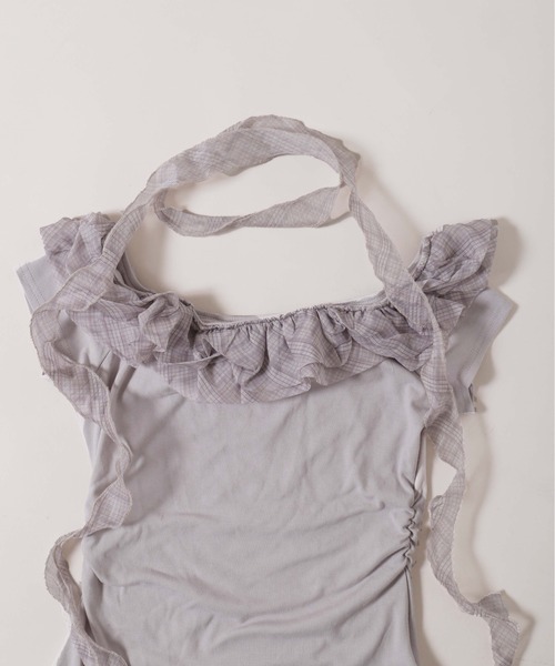 PHILLY（フィリー）の「【2点セット】チェックチョーカーフリルTシャツ（Tシャツ/カットソー・レディース・ベージュ/グレー・FREE）」の13枚目の写真
