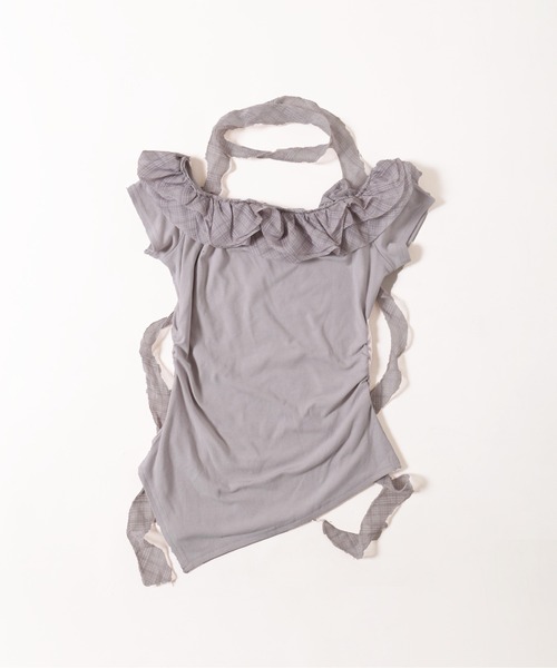 PHILLY（フィリー）の「【2点セット】チェックチョーカーフリルTシャツ（Tシャツ/カットソー・レディース・ベージュ/グレー・FREE）」の11枚目の写真