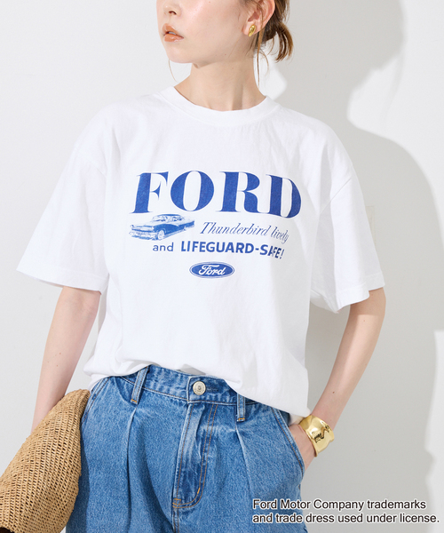 GOOD ROCK SPEED(グッドロックスピード)の「《追加2》GOOD ROCK SPEED/グッドロックスピード SLOBE別注 FORD TEE(Tシャツ/カットソー・レディース・ホワイト/ライトグレー・FREE)」の2枚目の写真
