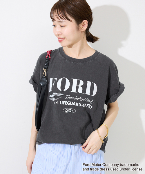 GOOD ROCK SPEED(グッドロックスピード)の「《追加2》GOOD ROCK SPEED/グッドロックスピード SLOBE別注 FORD TEE(Tシャツ/カットソー・レディース・ホワイト/ライトグレー・FREE)」の1枚目の写真