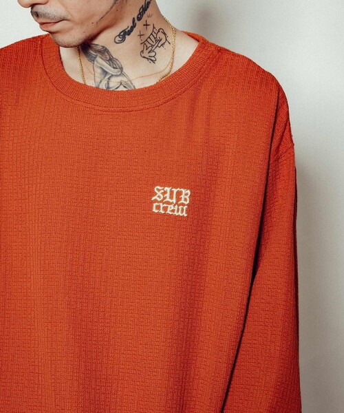 Subciety(サブサエティ)の「Knit-sew pullover(Tシャツ/カットソー・メンズ・オレンジ/ベージュ/ブラック・SMALL/MEDIUM/LARGE/X-LARGE)」の18枚目の写真