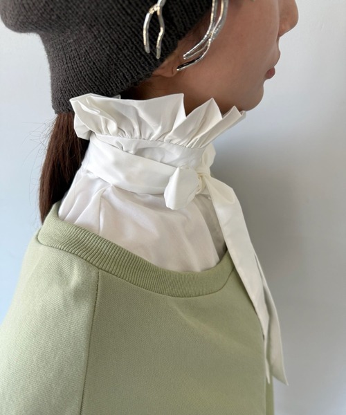 SANSeLF（サンセルフ）の「【SANSeLF】 ボウタイシャーリングネック フェイクトップス 付け襟 saa25s013（付け襟・レディース・ブラック/ホワイト・FREE）」の5枚目の写真