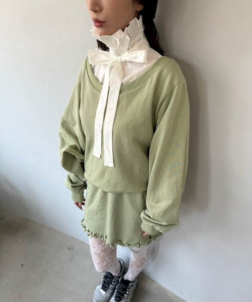 SANSeLF（サンセルフ）の「【SANSeLF】 ボウタイシャーリングネック フェイクトップス 付け襟 saa25s013（付け襟・レディース・ブラック/ホワイト・FREE）」の4枚目の写真