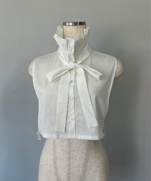 SANSeLF（サンセルフ）の「【SANSeLF】 ボウタイシャーリングネック フェイクトップス 付け襟 saa25s013（付け襟・レディース・ブラック/ホワイト・FREE）」の7枚目の写真