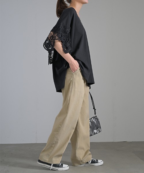 HUG.U(ハグユー)の「ストレッチタックストレートパンツ(その他パンツ・レディース・ブラック/カーキ/アッシュブラウン/ベージュ/ダークグレー・M(レギュラー丈)/L(レギュラー丈)/L(トール丈)/M(トール丈))」の15枚目の写真