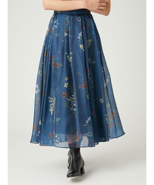 ★新品タグ有★ ANAYI24SS デジタルボタニカルプリントタック スカート デジタルボタニカルプリントタック スカート|ANAYI OFFICIAL