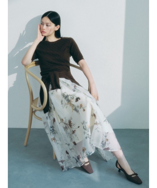 セール】ボタニカルプリントシアータックスカート（スカート