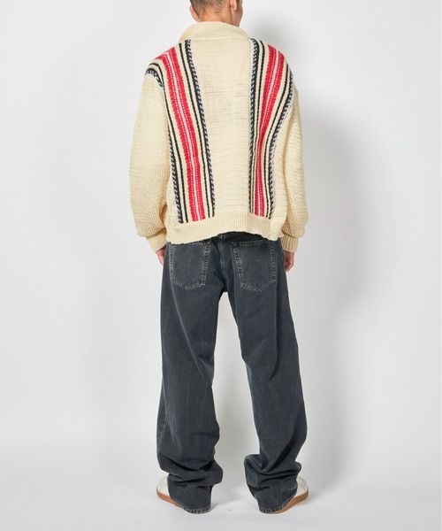 TOGA VIRILIS（トーガ ビリリース）の「TOGA VIRILIS Mesh knit jacket（ニット/セーター・メンズ・オフホワイト/ダークグレー・46/48）」の4枚目の写真