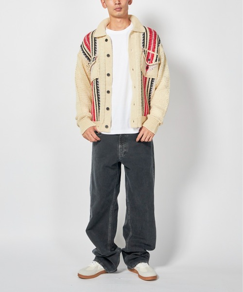 TOGA VIRILIS（トーガ ビリリース）の「TOGA VIRILIS Mesh knit jacket（ニット/セーター・メンズ・オフホワイト/ダークグレー・46/48）」の8枚目の写真