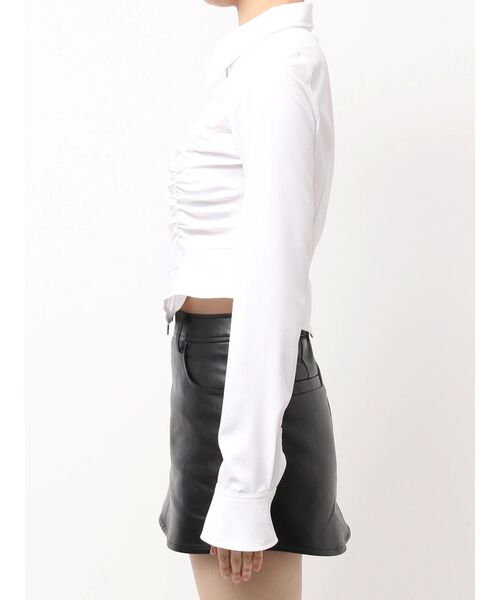 GYDA（ジェイダ）の「W ZIPギャザータイトシャツ（シャツ/ブラウス・レディース・オフホワイト/ブラック・FREE）」の4枚目の写真