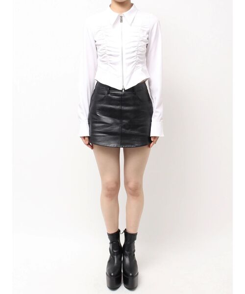 GYDA（ジェイダ）の「W ZIPギャザータイトシャツ（シャツ/ブラウス・レディース・オフホワイト/ブラック・FREE）」の11枚目の写真