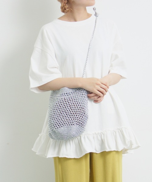 SM2（エスエムツー）の「ピグメント加工裾フリルチュニックTシャツ（チュニック・レディース・オフホワイト/チャコールグレー/ベージュ/パープル・F）」の2枚目の写真