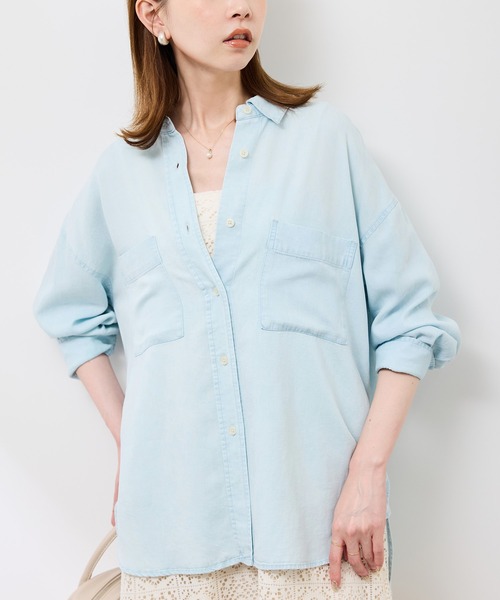 ROPE' PICNIC（ロペピクニック）の「シャンブレーデニム調シャツ（シャツ/ブラウス・レディース・チャコールグレー/ネイビー/サックスブルー・38）」の19枚目の写真