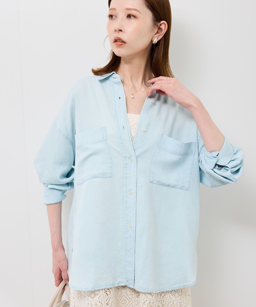 ROPE' PICNIC（ロペピクニック）の「シャンブレーデニム調シャツ（シャツ/ブラウス・レディース・チャコールグレー/ネイビー/サックスブルー・38）」の20枚目の写真