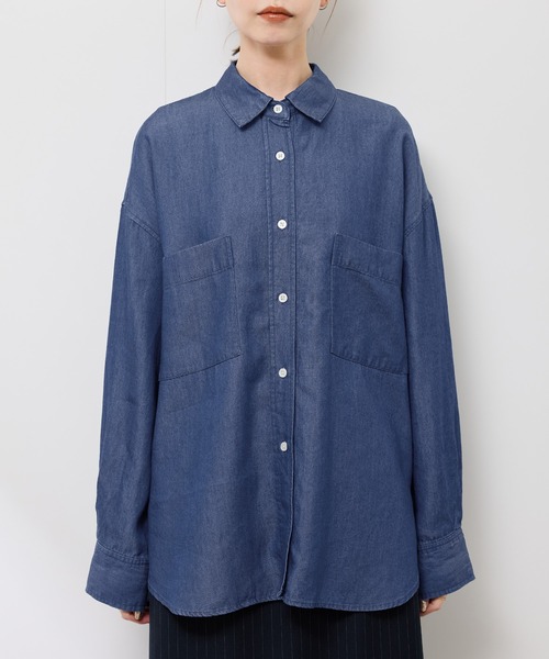 ROPE' PICNIC（ロペピクニック）の「シャンブレーデニム調シャツ（シャツ/ブラウス・レディース・チャコールグレー/ネイビー/サックスブルー・38）」の22枚目の写真