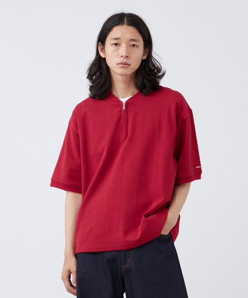 セール】【ANTS & ELEPHANTS】ジップヘンリーネック半袖Tシャツ