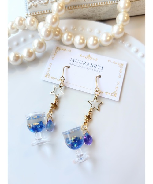 VIBGYOR(ヴィブジョー)の「【MUURABBTI】星屑ジュースのピアス(MA)(ピアス(両耳用)・レディース・ブルー・FREE)」の1枚目の写真