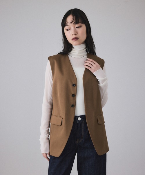 ADAM ET ROPE'（アダムエロペ）の「NIKKE GABARDINE GILET（ベスト・レディース・ブラック/ブラウン・FREE）」の13枚目の写真