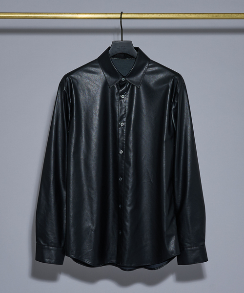 5351 POUR LES HOMMES（ゴーサンゴーイチプールオム）の「レザータッチ 長袖シャツ（シャツ/ブラウス・メンズ・ブラック・44/46/48/50）」の3枚目の写真