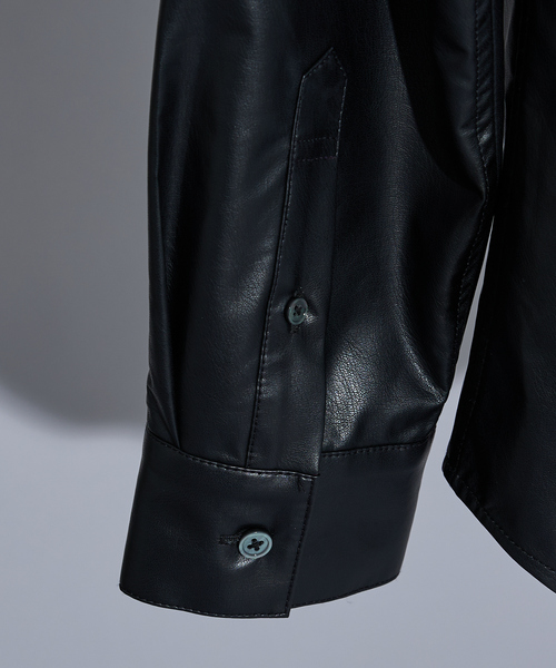 5351 POUR LES HOMMES（ゴーサンゴーイチプールオム）の「レザータッチ 長袖シャツ（シャツ/ブラウス・メンズ・ブラック・44/46/48/50）」の7枚目の写真