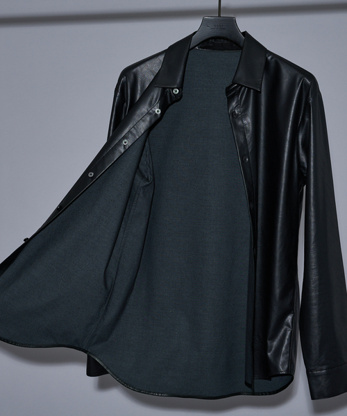 5351 POUR LES HOMMES（ゴーサンゴーイチプールオム）の「レザータッチ 長袖シャツ（シャツ/ブラウス・メンズ・ブラック・44/46/48/50）」の8枚目の写真